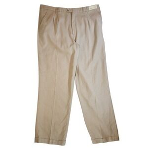 46 Linen Rayon Trouser Beige Cuffed Men Pants Virgola Luxury Tan Business Casual